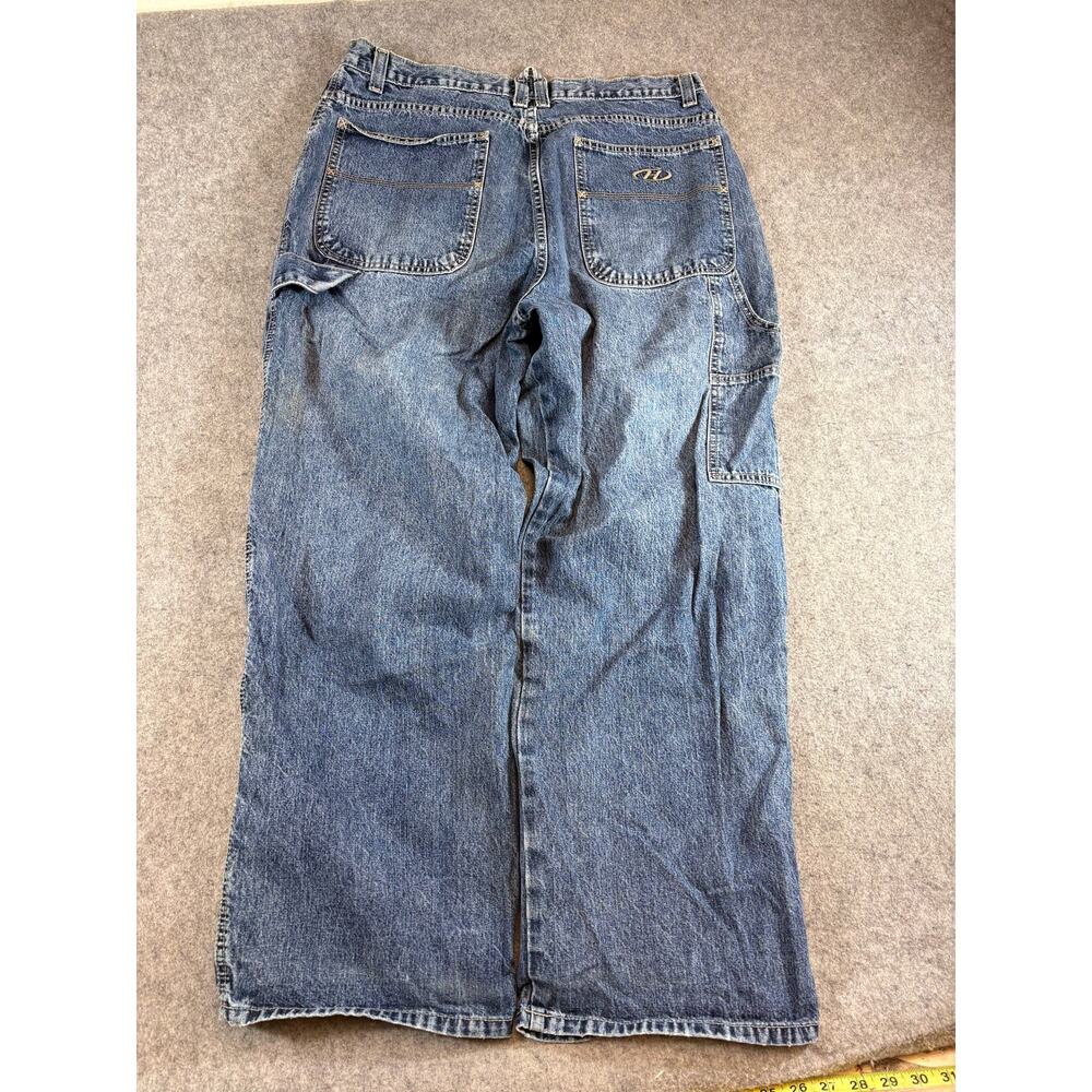 VINTAGE Y2K Hydraulic Jeans Men Blue Relaxed Carpenter Workwear Streetwear 36x30